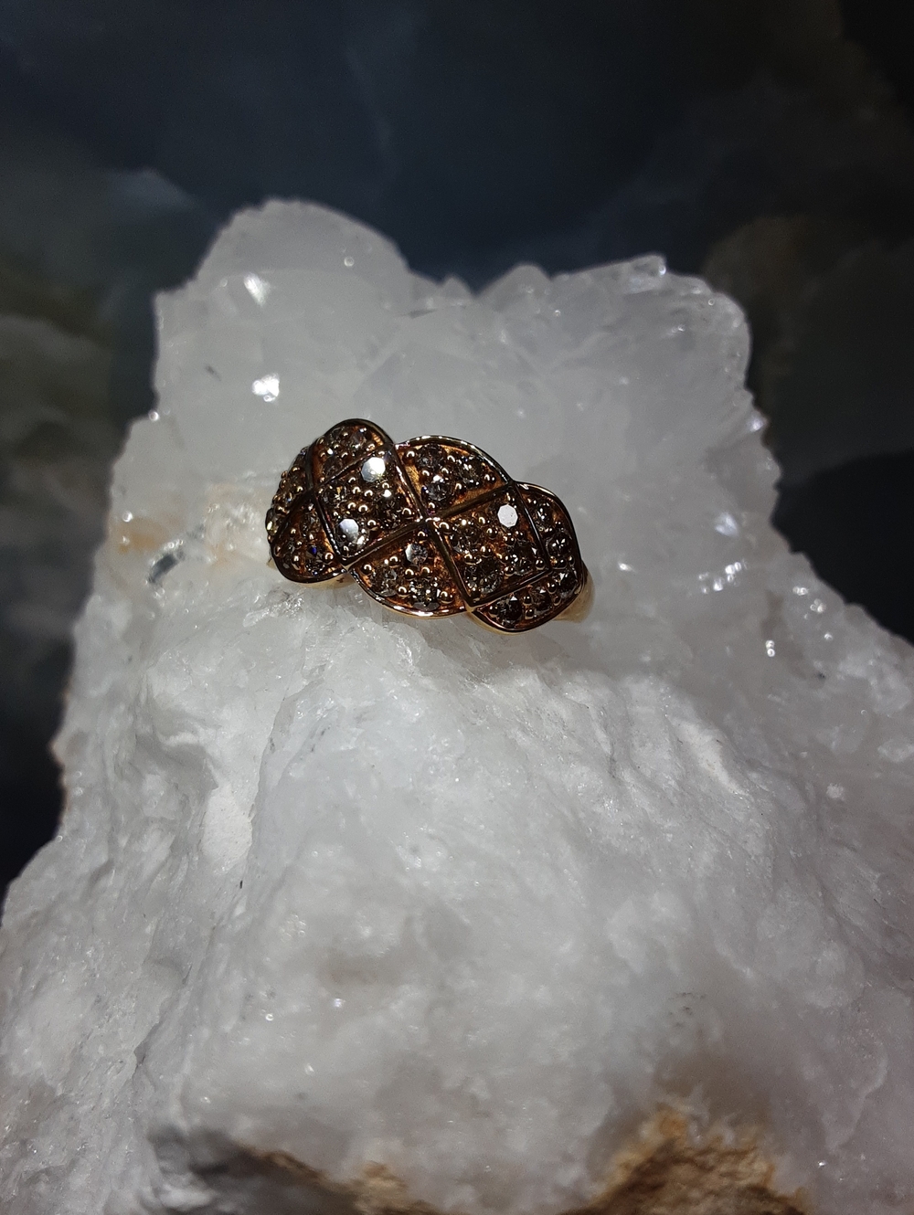 925 1.5ctw Champaign diamond ring. Yellow gold over silver. PRICE IS FIRM